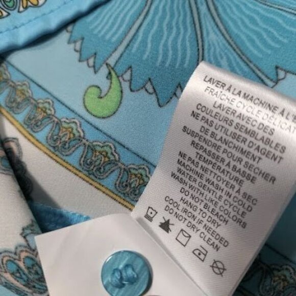 NWT Rachel Zoe Blue Floral Button Front Long Sleeve Blouse Women's Size Medium - Picture 7 of 12